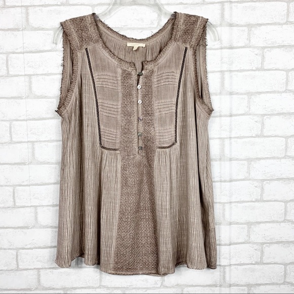 Mystree Tops - Mystree | Distressed Button Front Tank Top